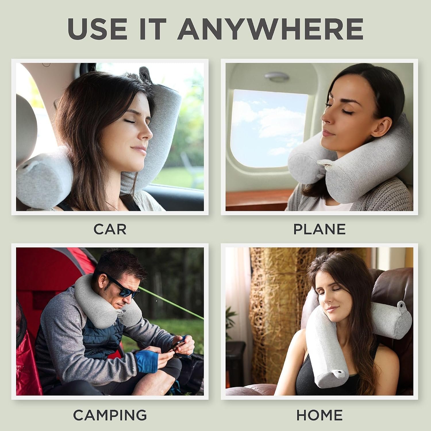 Dot&Dot Twist Memory Foam Travel Pillow, Bendable Neck Pillow for Airplane, Car and Home, 26-Inch Adjustable Roll with Washable Cotton Cover, Gray - Image 5
