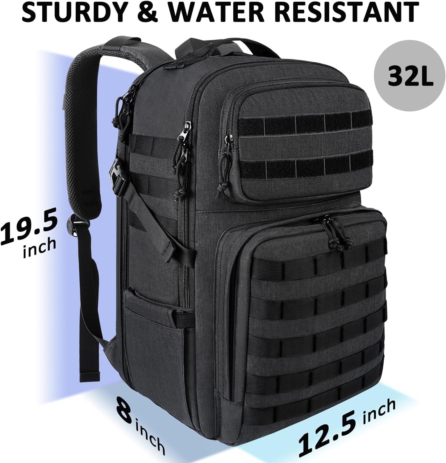 MATEIN 17 Inch Laptop Backpack, Large TSA Tactical Backpack for Men | Military MOLLE System, Water Resistant Computer Bag, Laptop Compartment, Work Organizer Pocket, For Carry on Travel - Image 4