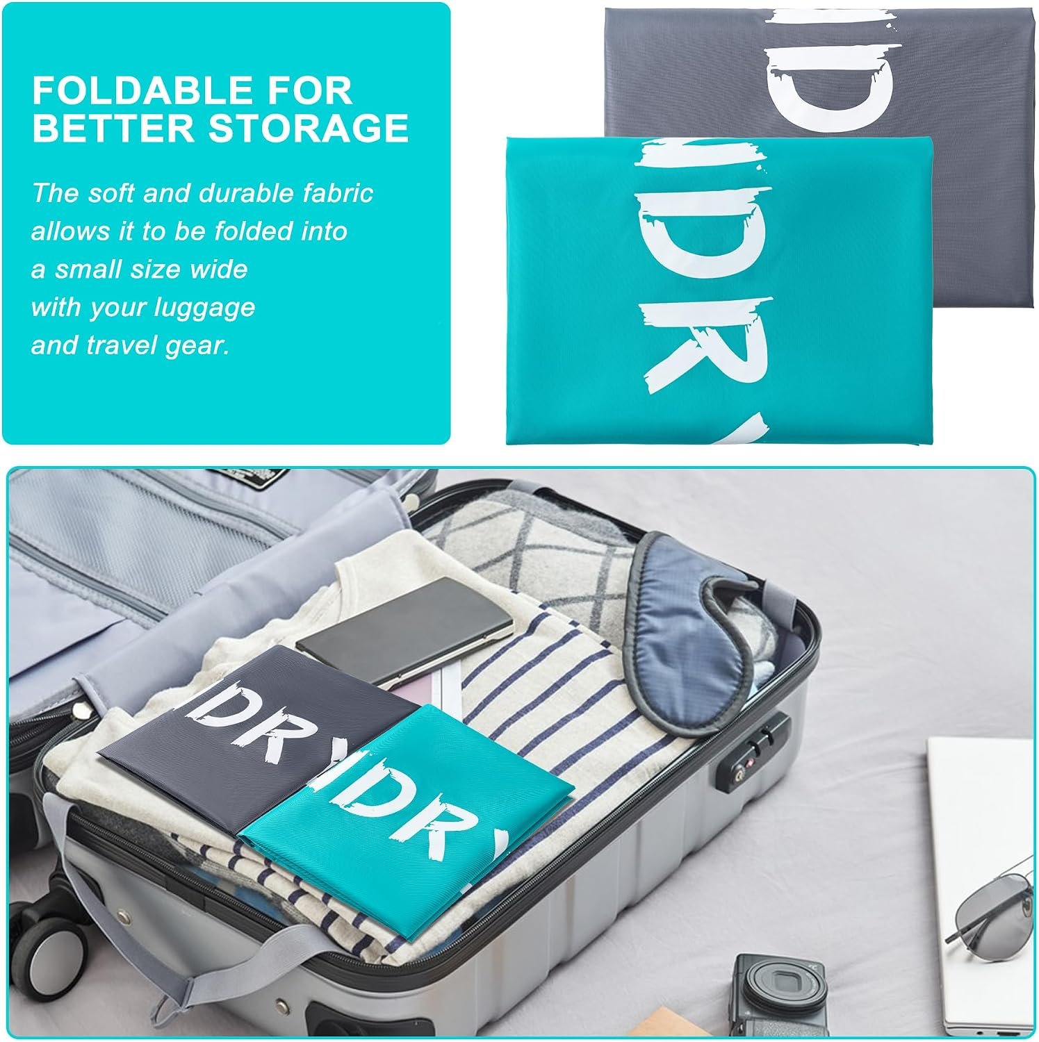 2 Pack XL Travel Laundry Bag, Machine Washable Dirty Clothes Organizer with Drawstring,Large Enough to Hold 4 Loads of Laundry, Easy Fit a Laundry Hamper or Basket Travel Essentials 24" x 36" | Ultra Large Capacity - Image 4