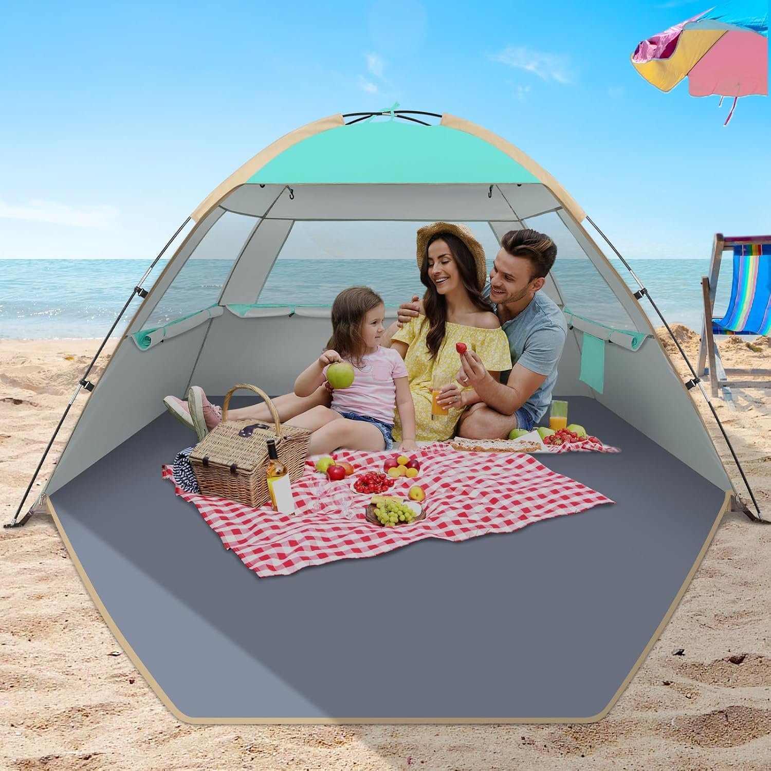 Gorich Beach Tent Sun Shelter for 3/4/6/8/10 Person with UPF 50+ UV Protection, Lightweight & Easy Setup Beach Shade Canopy, Portable Beach Shade Tent Beach Cabana - Image 7