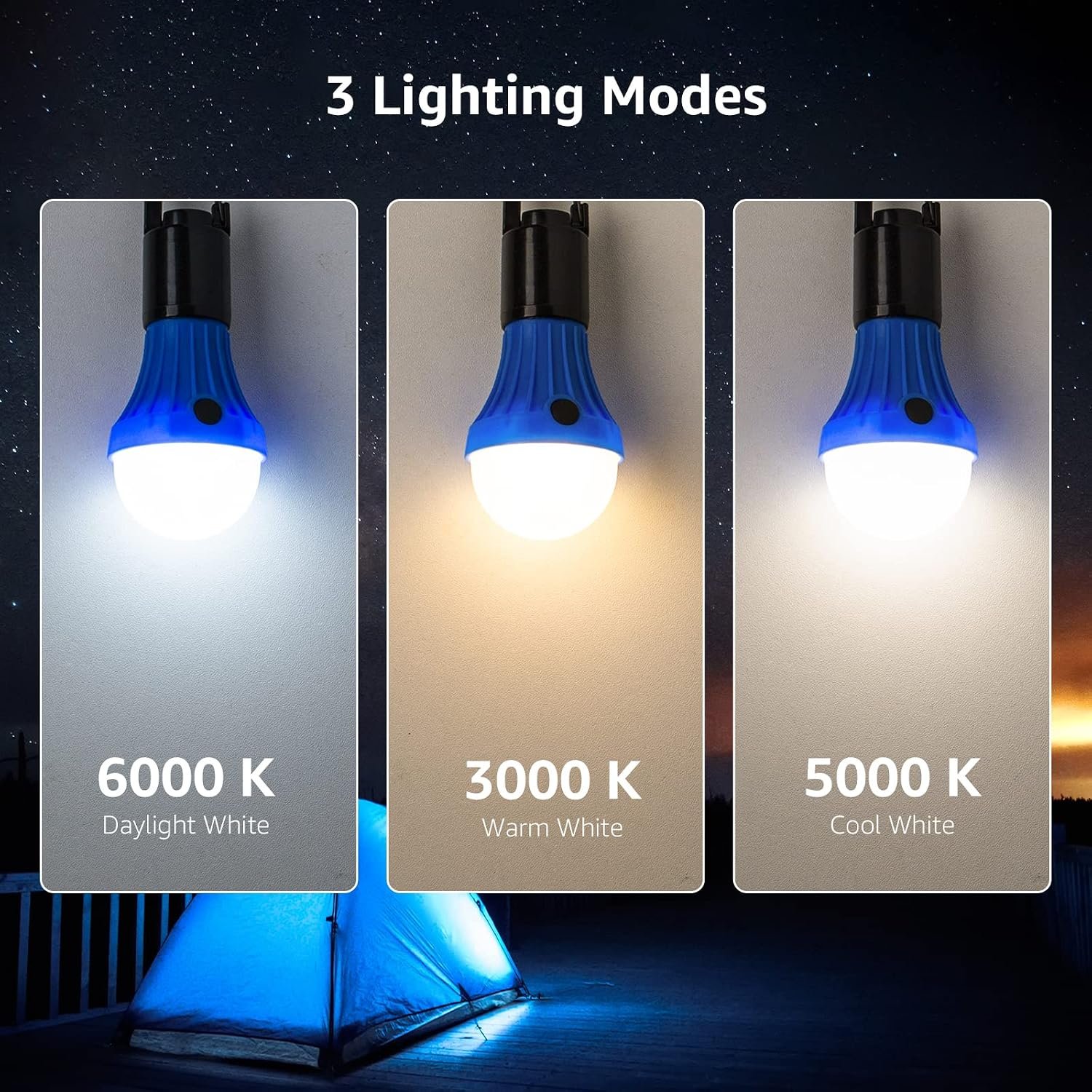 Lepro LED Camping Lantern with 3 Light Modes, Batteries Included, 4 Packs | Hanging Tent Light, Camping Essentials, Portable Lantern Flashlight for Camping, Emergency Light, Power Outages - Image 2