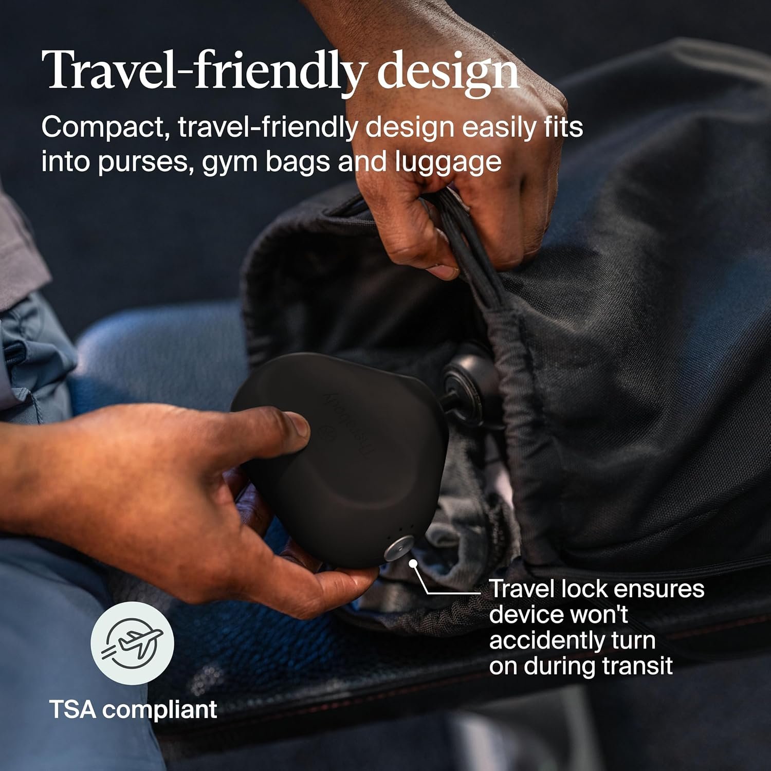 TheraGun Therabody Mini 3rd Gen Massage Gun | Travel Essential, Black | Ultra-Portable Percussion Massager for Recovery Anywhere | Bluetooth, 3-Speed, 1-Button Control, Muscle & Tension Relief - Image 4