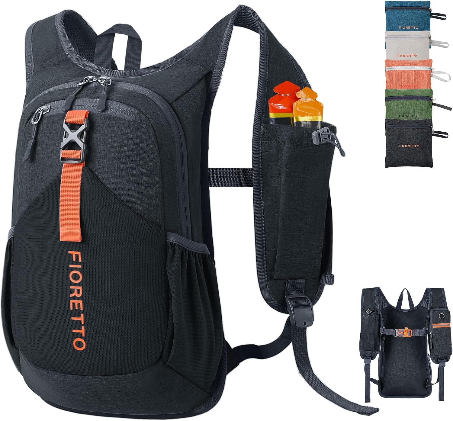 FIORETTO 10L Hiking Backpack for Men Women Lightweight Foldable Small Daypack for Travel Camping Outdoor, Black