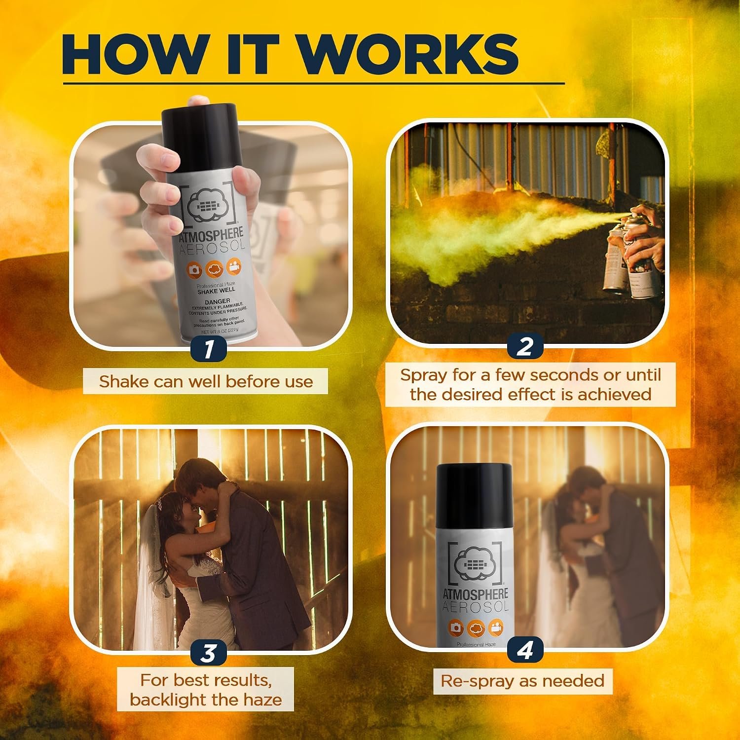 2 Pack Atmosphere Aerosol Haze/Fog Spray for Photography - Safe & Portable Mini Fog Machine Alternative - Smoke and Light Ray Effects Maker for Indoor and Outdoor, No Battery - Made in The USA - Image 4