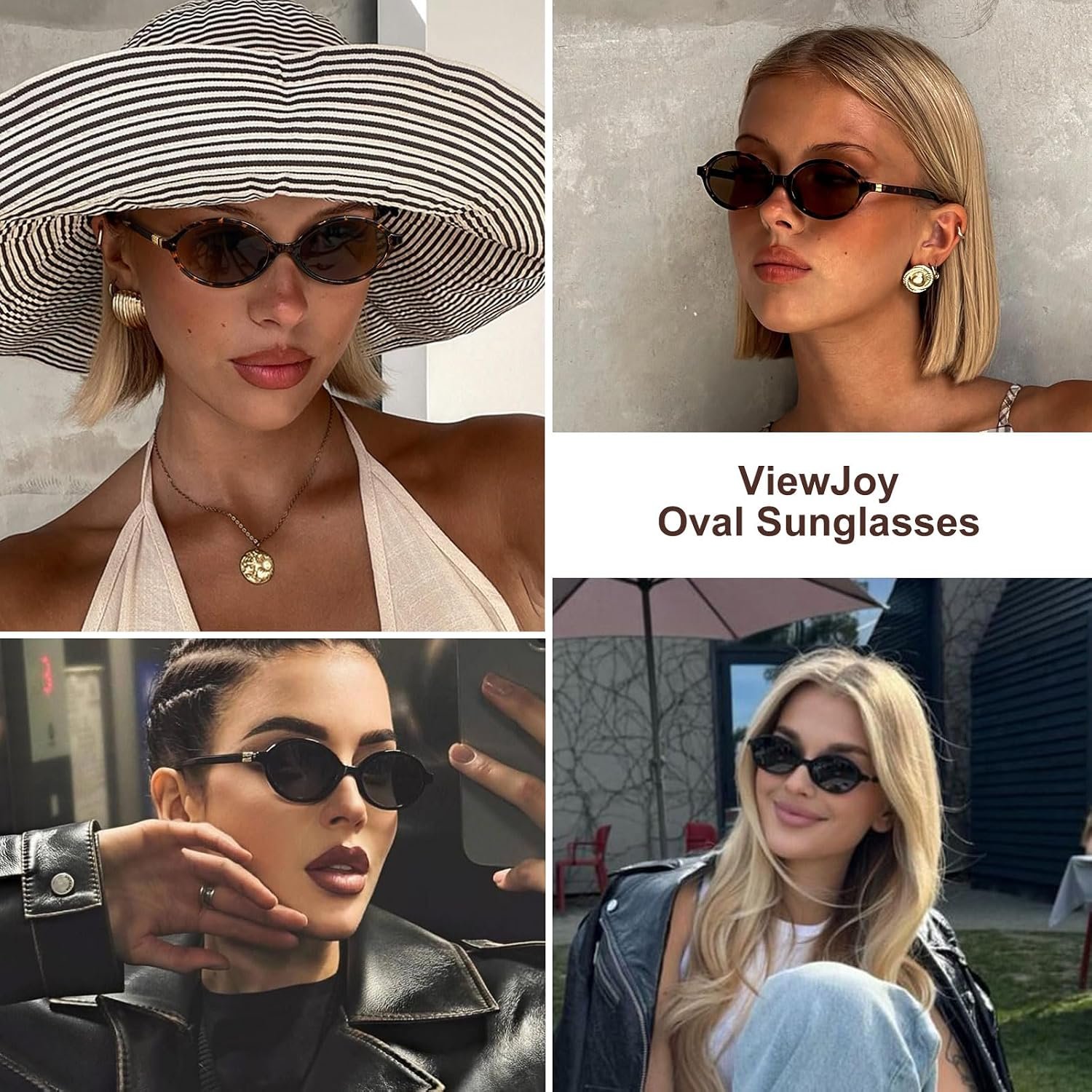 ViewJoy Retro Oval Sunglasses for Women Vintage 90s Y2K Trendy Sun Glasses | Fashion style, UV400 protection, Designer look, Perfect for Daily Wear, Driving, Travel, Beach Essentials and Any outfits - Image 2
