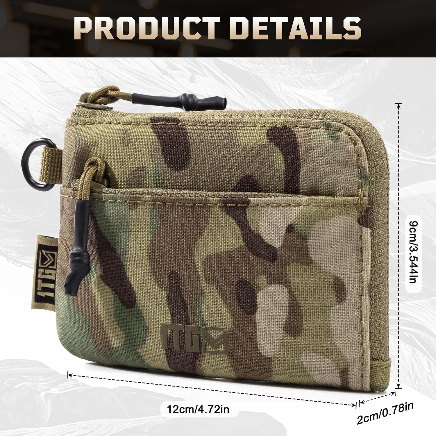 Coin Purse, 500D NYLON Small Coin Pouch for Men, Zipper Coin Pouch | Features ID card holder, compact money pouch design in simple style. Portable zipper wallet for men's daily EDC storage - Image 6