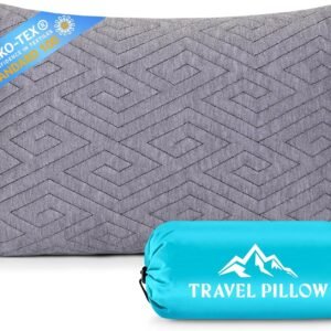 1 MIDDLE ONE Travel Pillow for Sleeping Camping, Memory Foam Small Pillow with Breathable Cover for Backpacking, Airplane, Car (15.5 X 12 Inch)