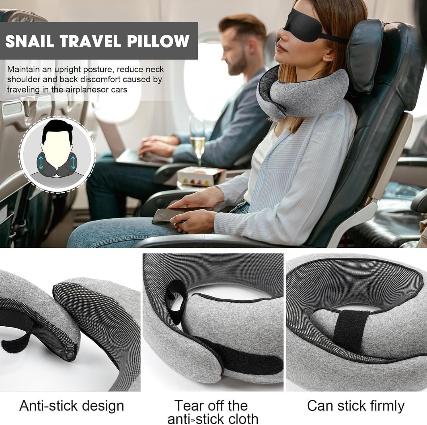 WEERSHUN Travel Pillow for Airplanes, 2026 New Memory Foam Neck Pillow with Chin Wrap for Traveling, Suitable for Airplanes, Offices and Cars - Image 3