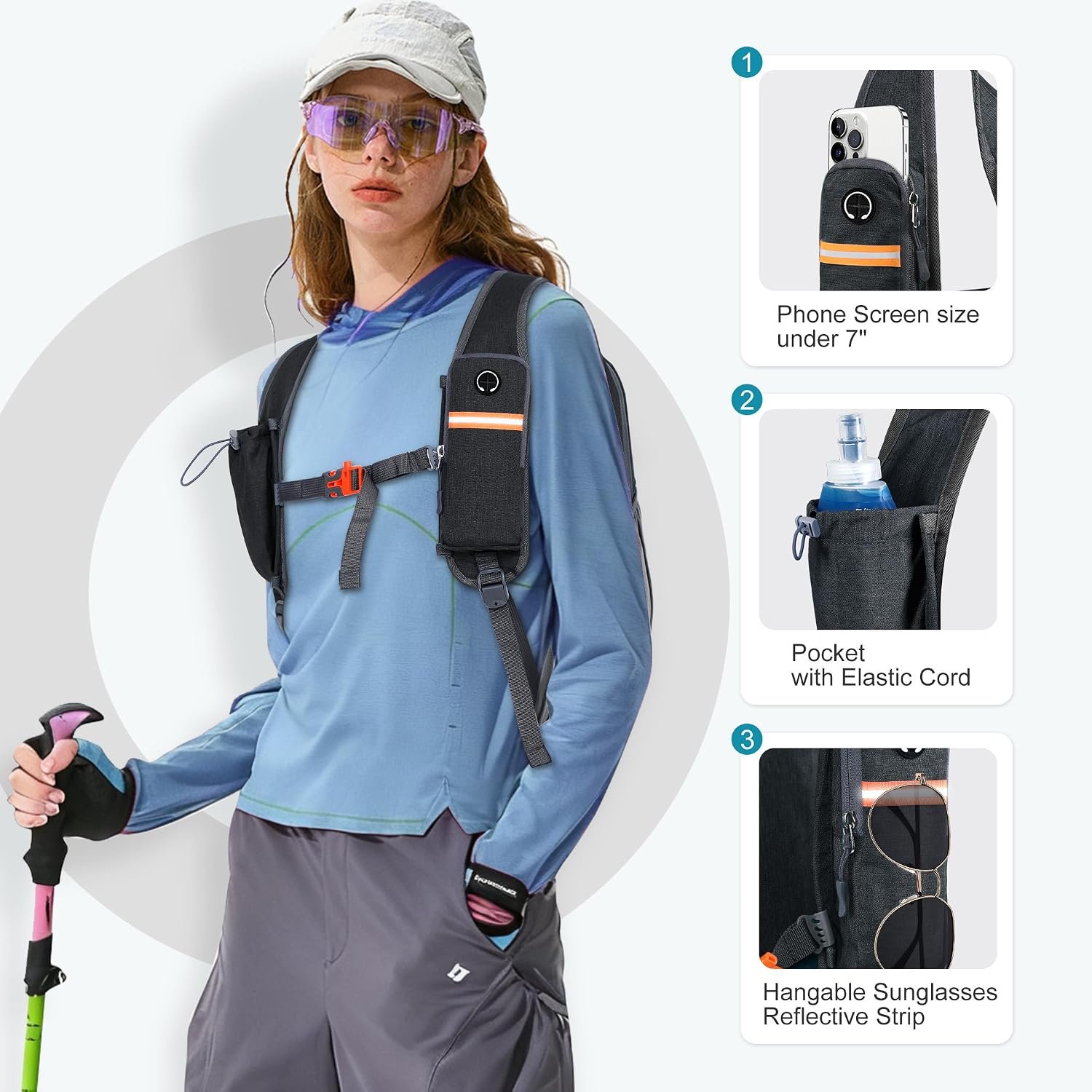 FIORETTO 10L Hiking Backpack for Men Women Lightweight Foldable Small Daypack for Travel Camping Outdoor, Black - Image 2