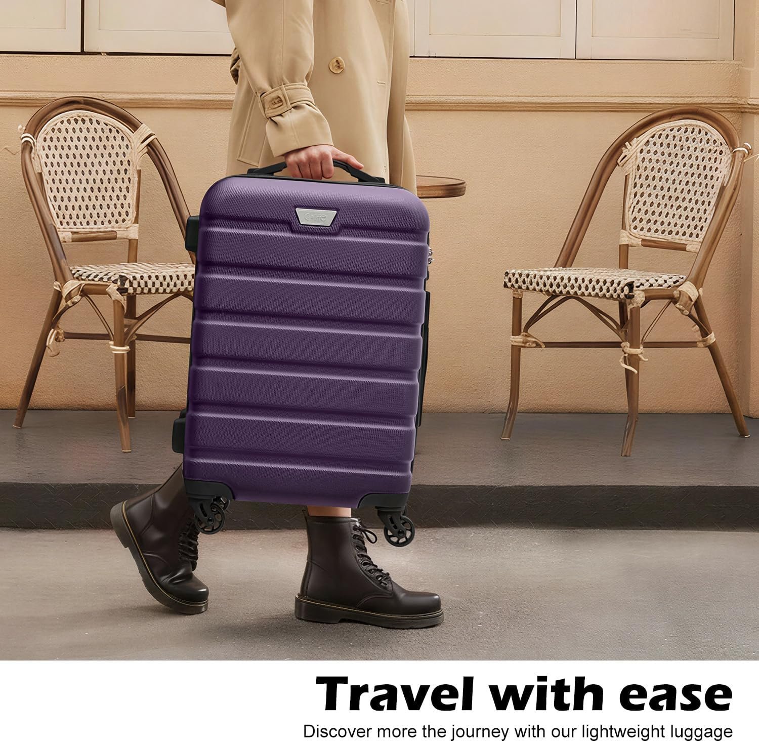 Coolife Luggage Set, Lightweight Durable Hardshell, 3 piece, Purple | suitcase set with 360° Spinner Wheels, TSA-approved Lock, Checked Family Travel, 20/24/28 Inch - Image 6