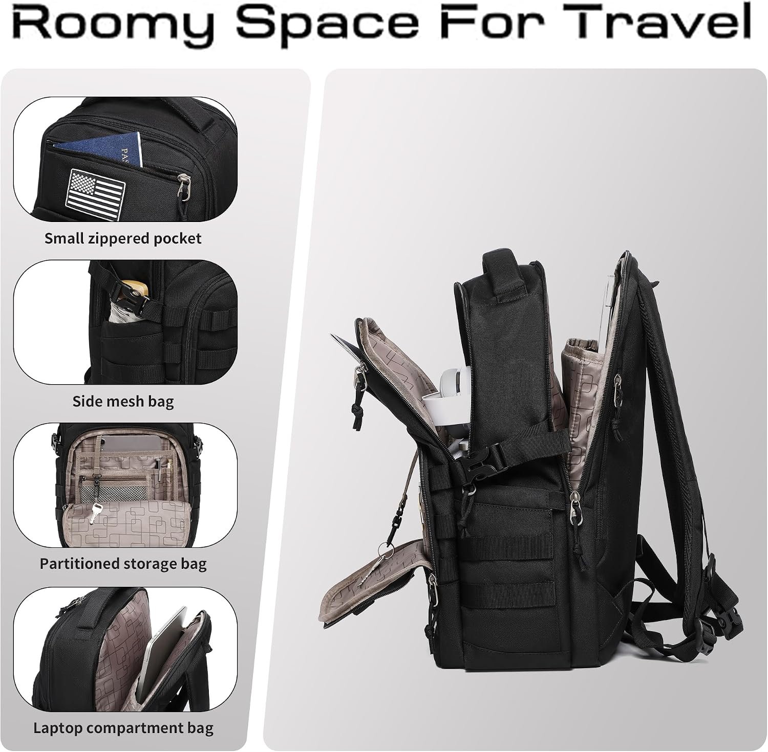 Military tactical backpack, backpack for men black small tactical assault bag - Image 4