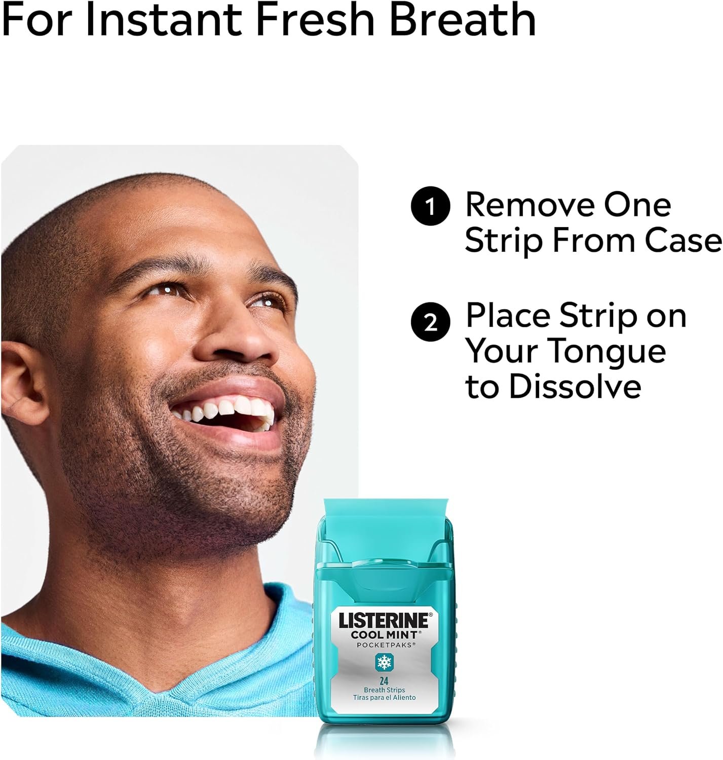 Listerine PocketPaks Breath Strips, Cool Mint, 24-Strip Pack, 3 Pack | Breath Freshener, Dissolves Instantly, Kills 99% of Bad Breath Germs, Travel Essentials - Image 4