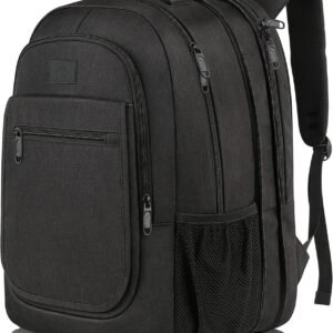 MATEIN College Large Travel Backpack, TSA Expandable Laptop Backpack | 43L College Computer Bag, Fit 17.3 Inch Laptop, Water Resistant Design, Lightweight Carry on, Sturdy, Spacious, Black