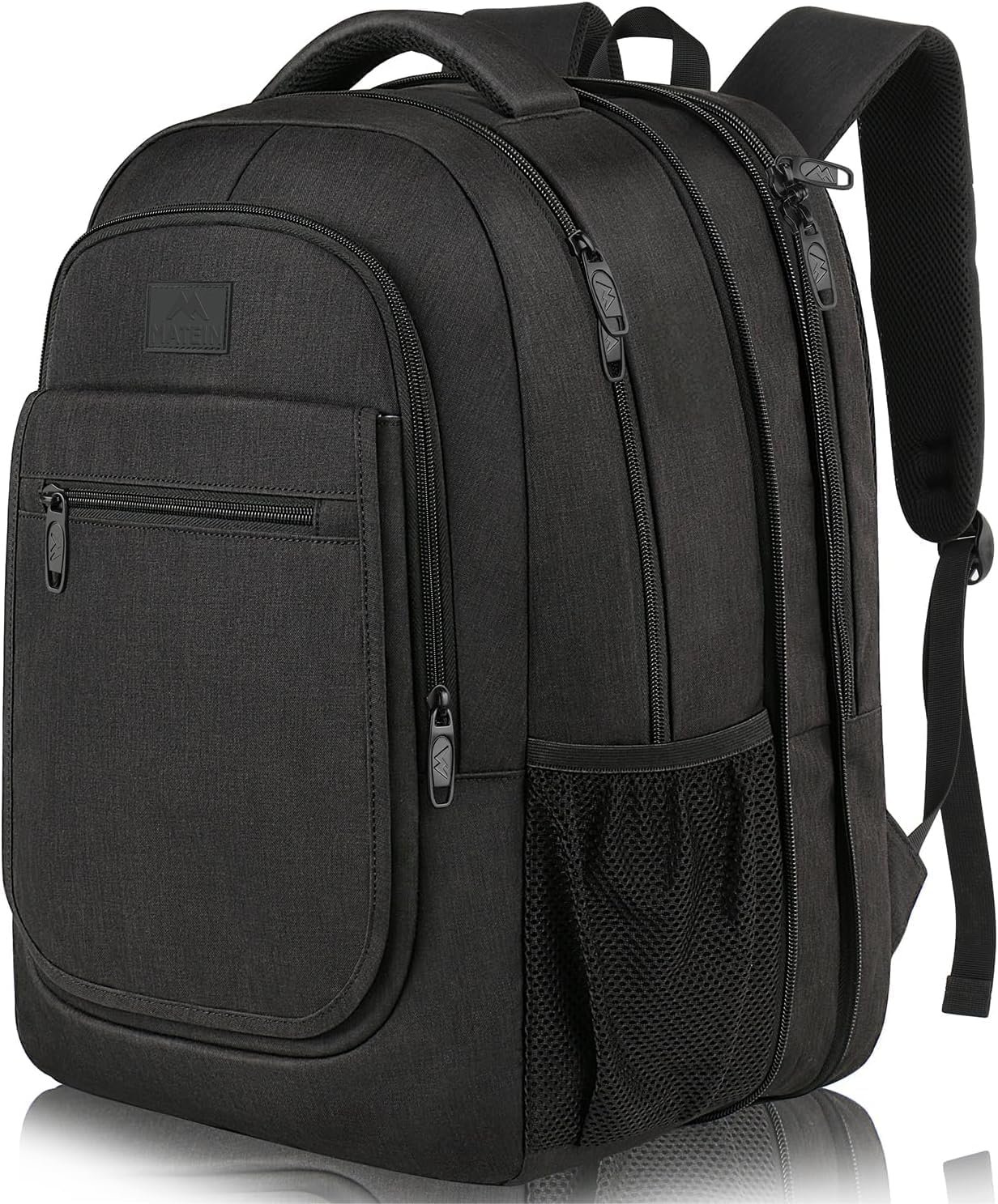 MATEIN College Large Travel Backpack, TSA Expandable Laptop Backpack | 43L College Computer Bag, Fit 17.3 Inch Laptop, Water Resistant Design, Lightweight Carry on, Sturdy, Spacious, Black
