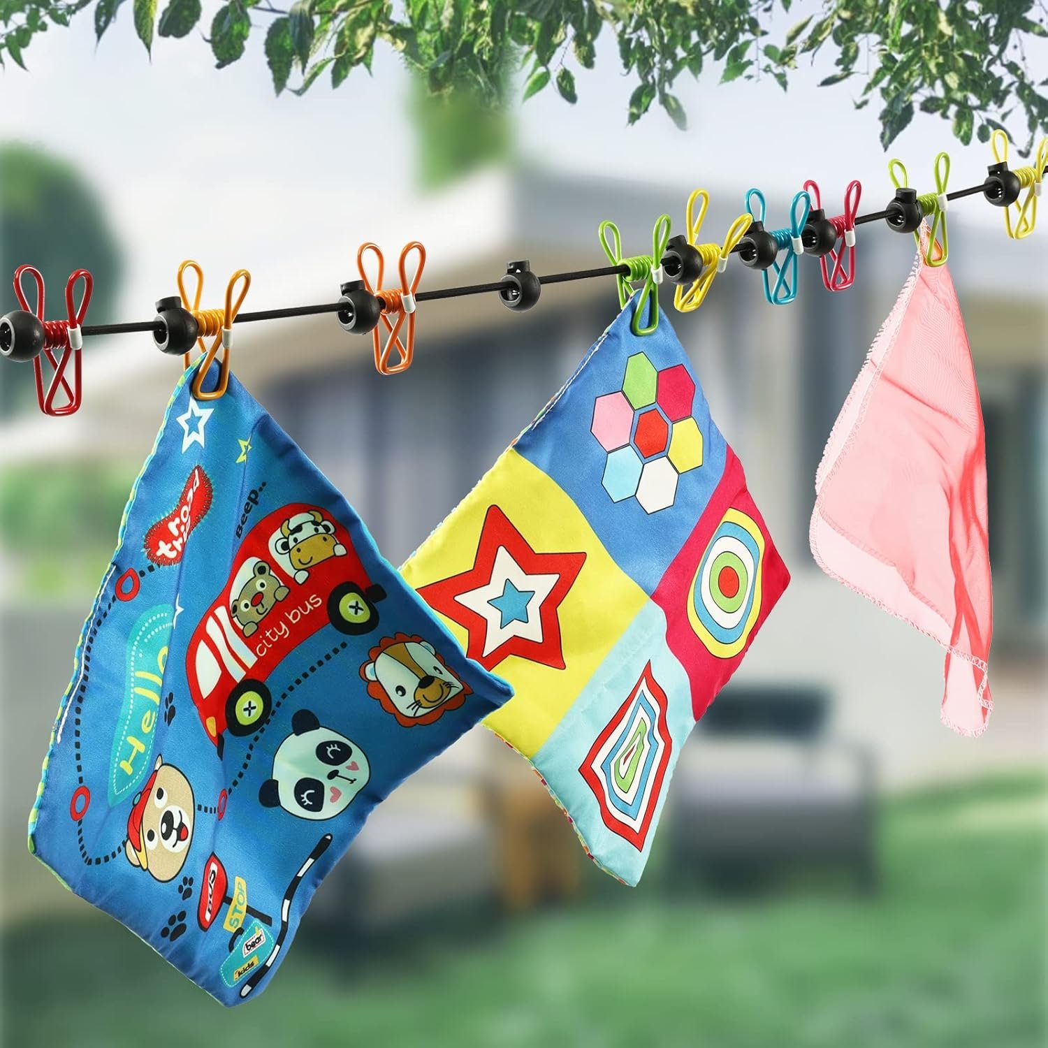 Retractable Portable Travel Clothesline Camping Clothing Line with 12 Clips | For Indoor Laundry Drying Line Outdoors Camping Essentials & RV Hotel with Waterproof Bag, Stretchable from 10 to 12 Feet - Image 4