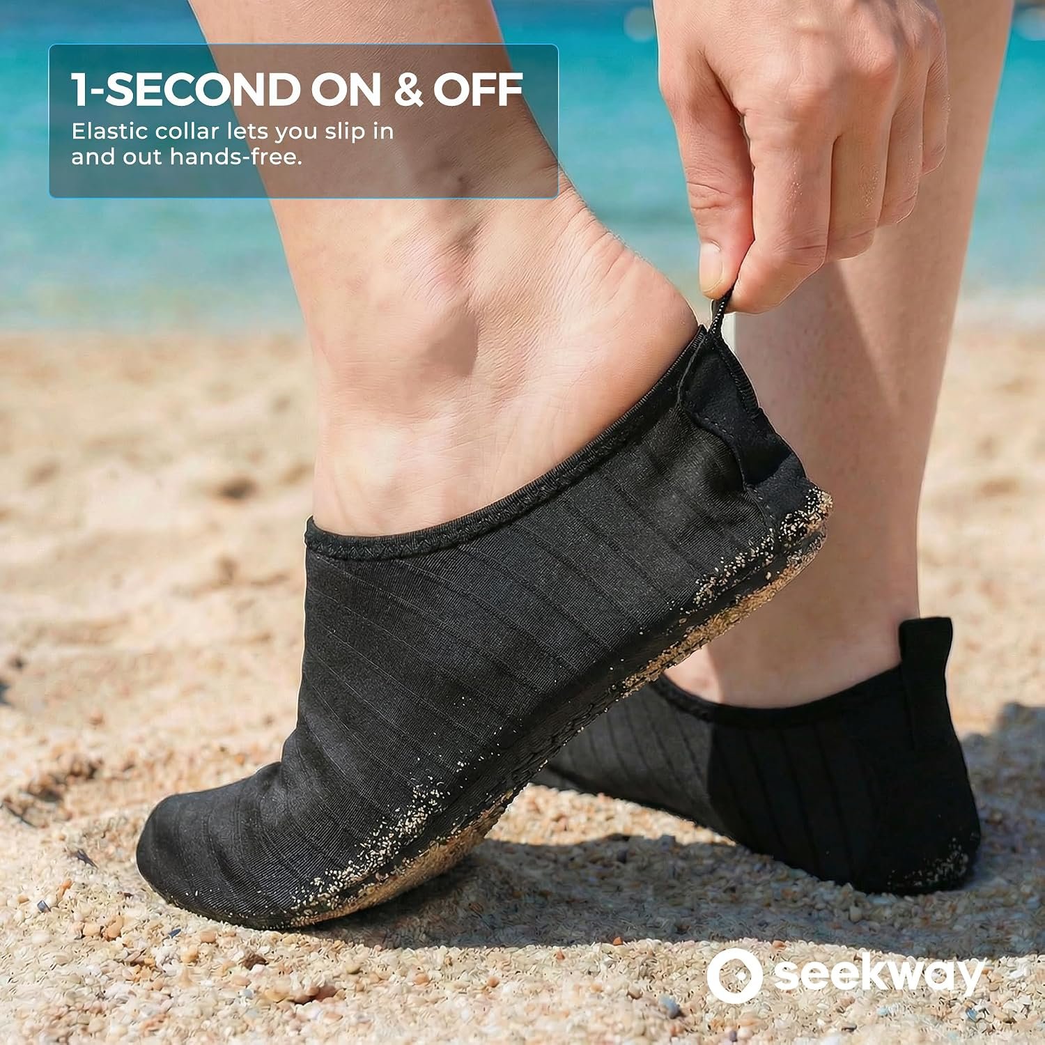 SEEKWAY Water Shoes Women Men Adult Quick-Dry Aqua Socks Barefoot Non Slip for Beach Swim River Pool Lake surf Black SK002(U) - Image 5