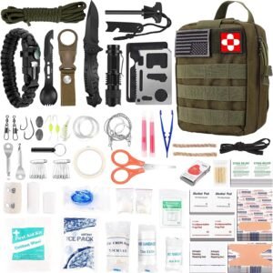 216 Pcs Survival First Aid Kits, Professional Survival Gear Equipment Tools First Aid Supplies kit for SOS Emergency Hiking Hunting Disaster Camping Adventures