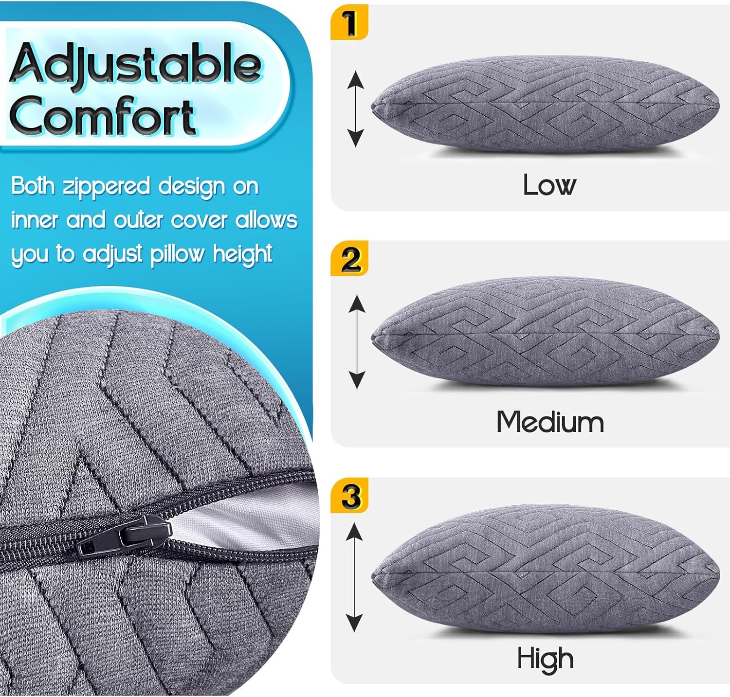 1 MIDDLE ONE Travel Pillow for Sleeping Camping, Memory Foam Small Pillow with Breathable Cover for Backpacking, Airplane, Car (15.5 X 12 Inch) - Image 8