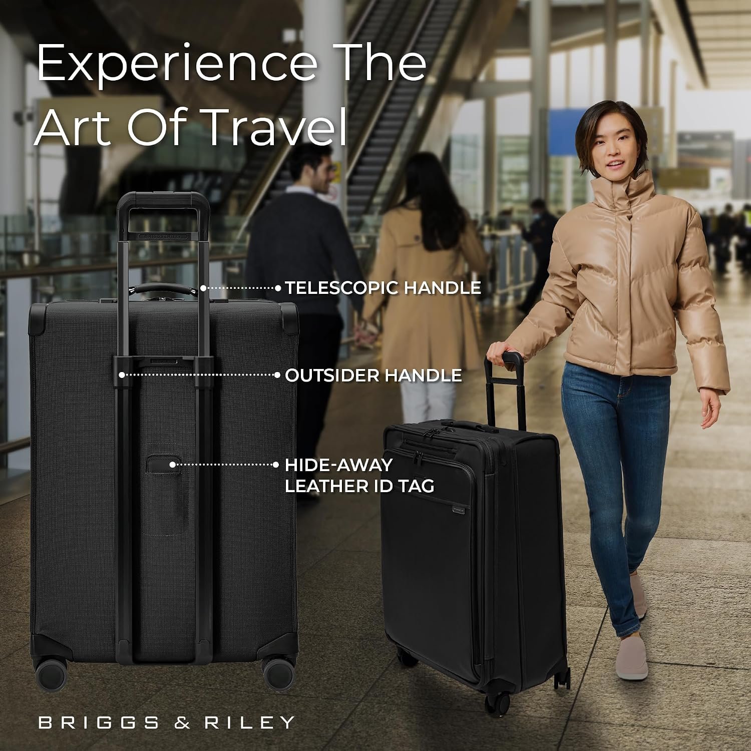 Briggs & Riley 29" Large Expandable Spinner - Checked Luggage for Travel, Suitcases with Wheels, Softside Rolling Bag for Men & Women, Self-Repairing Zipper - Baseline Collection, Black - Image 5
