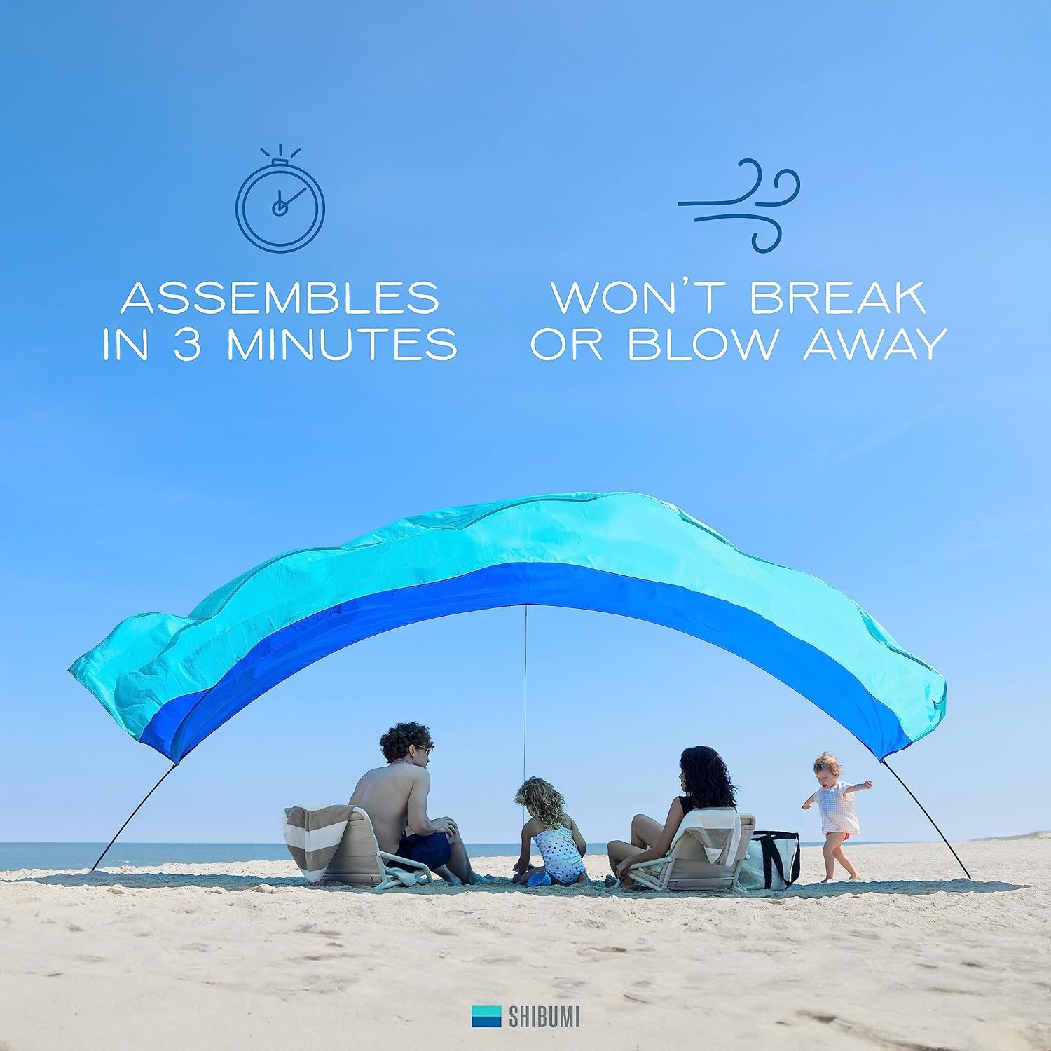 Shibumi Shade (Previous Generation) - World's Best Beach Shade. The Original Wind Powered® Beach Shade. Lightweight, Easy to Set up and Great for Groups up to 8 People - Image 3