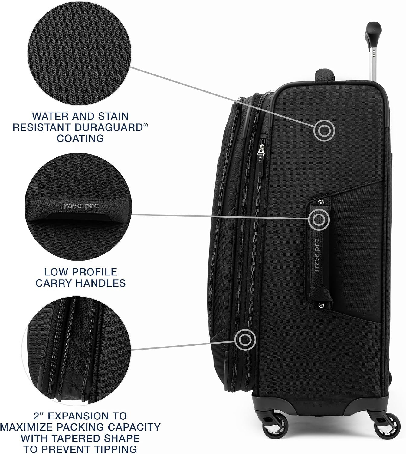 Travelpro Maxlite 5 Softside Checked Luggage Spinner, Black, 25-Inch | Medium Checked Suitcase, Expandable With 4 Wheels, Lightweight & Versatile Travel Design, Men & Women - Image 3