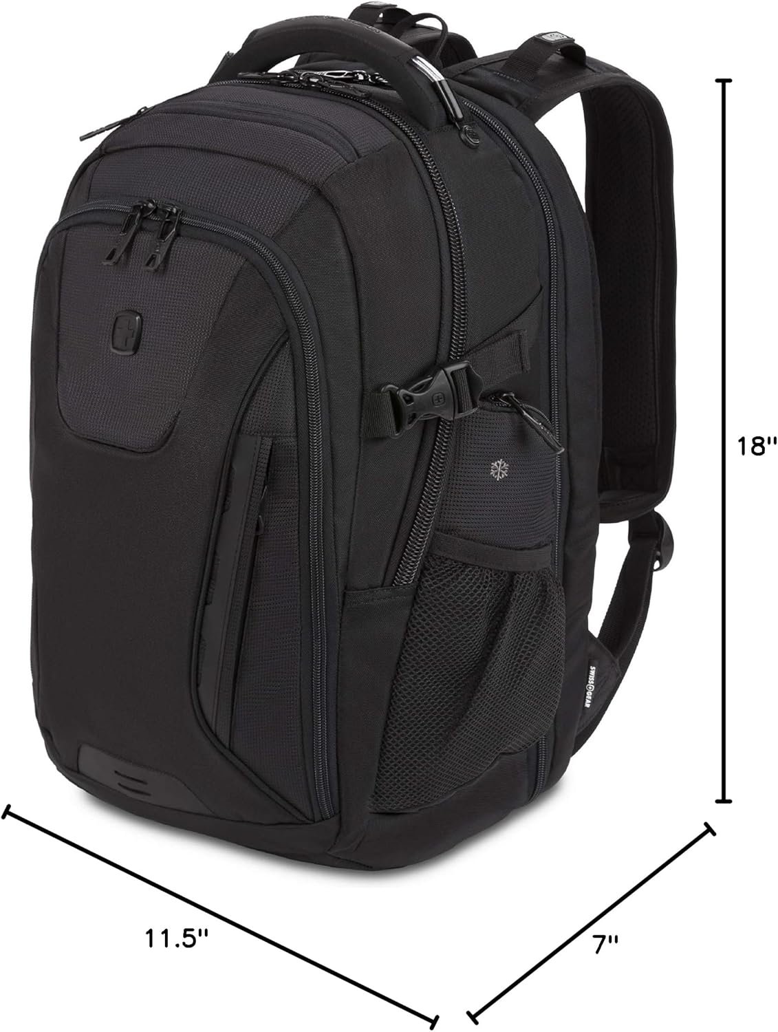 SwissGear Travel Tech Elite Laptop Backpack – Fits Laptops up to 16” – ScanSmart TSA-Friendly Backpack with USB Port, Shoe Compartment & Organizer Pockets – Black - Image 10