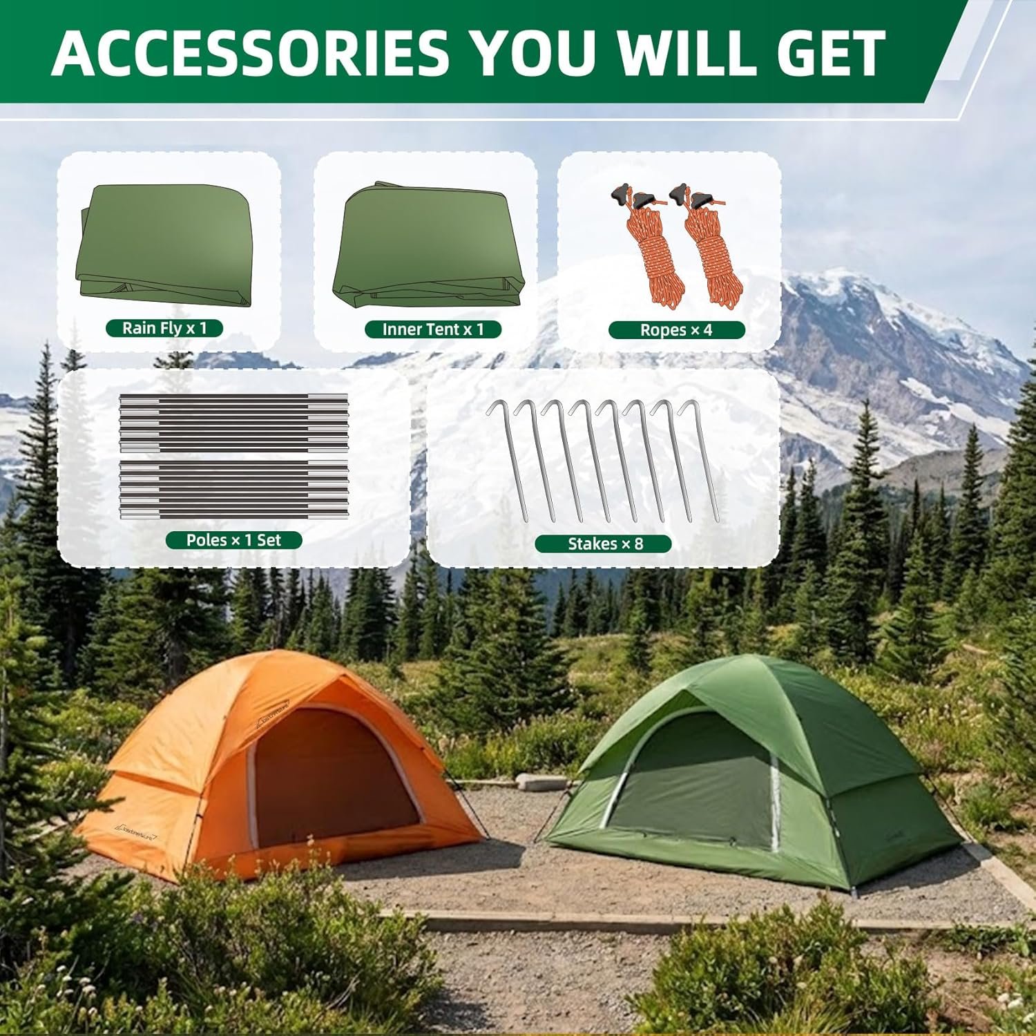 Clostnature Waterproof Camping Tent for 2 Person, 4 Person, Easy Setup Tent | 190T Polyester, PU2000, Lightweight, Durable, Compact, Freestanding, Great Ventilation, Small Tent for Outdoor, Kids, Scouts - Image 7