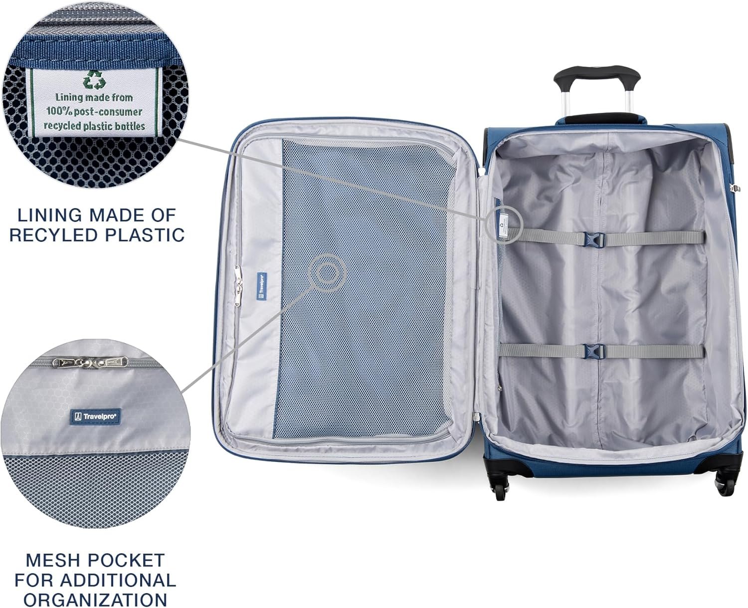 Travelpro Maxlite 5 Softside Checked Luggage Spinner, Blue, 25-Inch | Medium Checked Suitcase, Expandable With 4 Wheels, Lightweight & Versatile Travel Design, Men & Women - Image 4