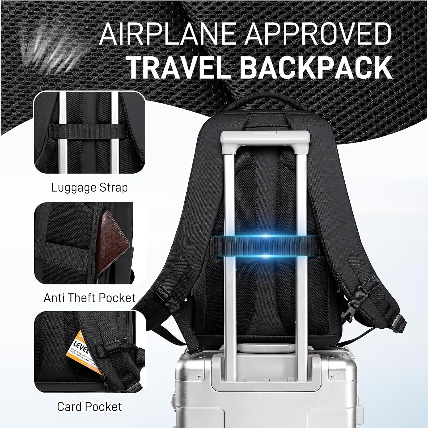 FENRUIEN Expanded Laptop Backpack for Men, TSA-Friendly Travel Backpack with USB Charging Port, Anti-Theft Business Work Pack, Water-Resistant Fits 15.6”Laptop for Weekender - Image 6