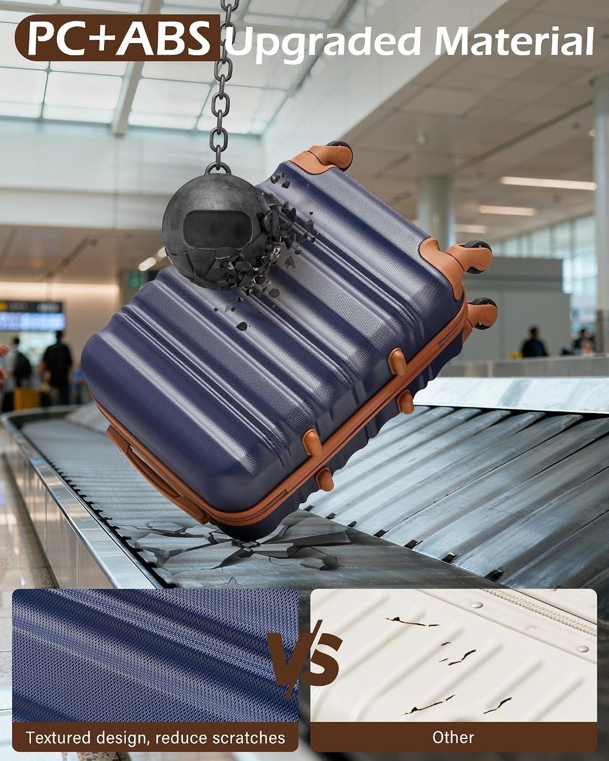 LONG VACATION Luggage Set 6 Piece Luggage ABS hardshell TSA Lock Spinner Wheels Luggage Carry on Suitcase (NAVY, 6 piece set) | Family & Extended Travel Use, ABS+PC Lightweight Luggage with YKK Zipper, TSA Lock, Space-Saving Nested, Navy - Image 3