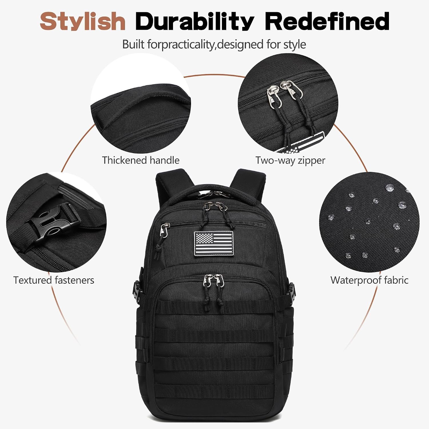 Military tactical backpack, backpack for men black small tactical assault bag - Image 7