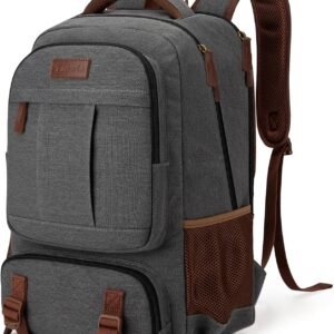 Tzowla Canvas Laptop Backpack, Bag for Men Women | Travel Work Rucksack Fits 15.6 Inch Laptop, Large Capacity Bookbag(Dark Grey)