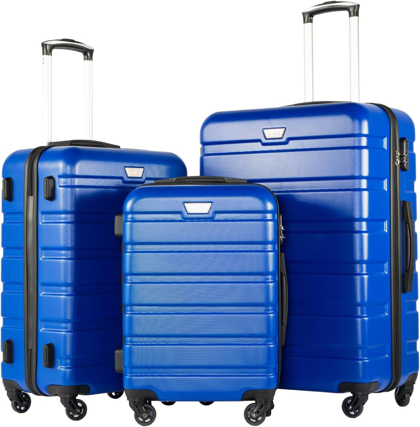 Coolife Luggage Set, Lightweight Durable Hardshell, 3 piece, Blue | suitcase set with 360° Spinner Wheels, TSA-approved Lock, Checked Family Travel, 20/24/28 Inch