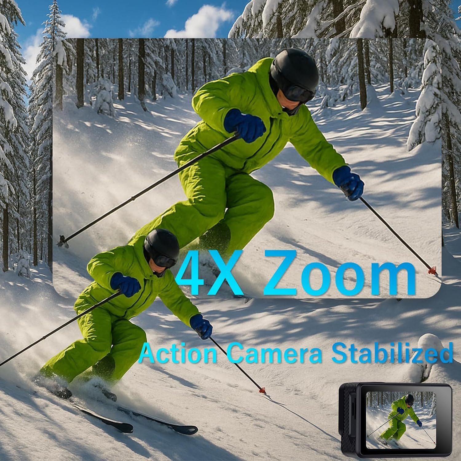 Dual Screen Action Camera, 1080P 16MP Waterproof Camera, Black | 40M Underwater Camera, with 2x1050mAh Batteries, 16GB Card & Full Accessories for Helmet, Bicycle,etc. - Image 3