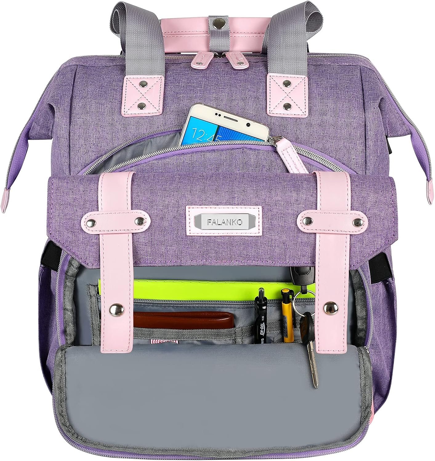 FALANKO Laptop Backpack for Women, Anti Theft Backpacks with RFID Anti Theft Water Resistant,Wide Top Open Work Teacher College Travel Computer Bag for Woman Fits 15.6 Inch Laptop - Image 5