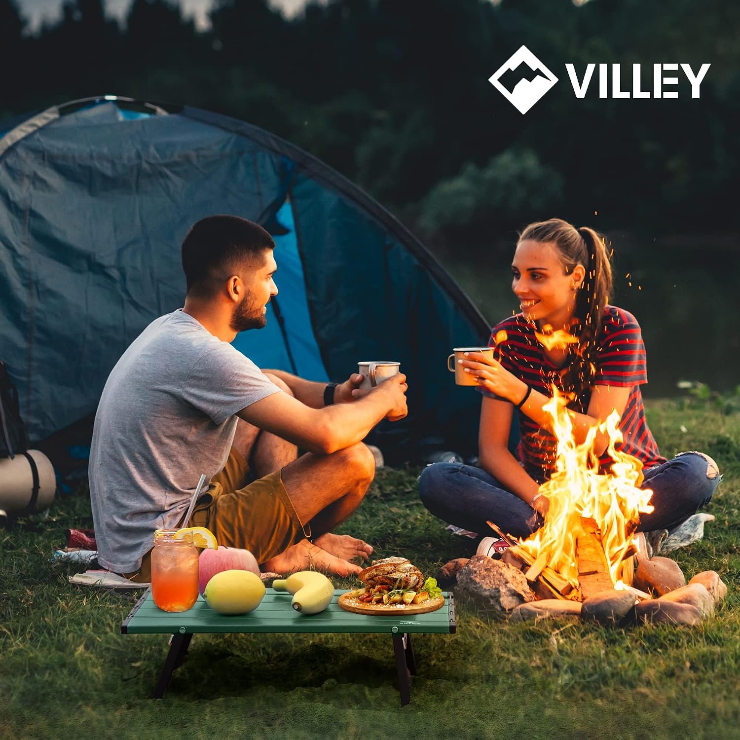 VILLEY Portable Mini Folding Beach Table, Ultralight Aluminum Side Table | Lightweight Aluminum Side Table with Carry Bag for Beach, Camping, Picnics, Hiking, Fishing & Travel, Green - Image 9
