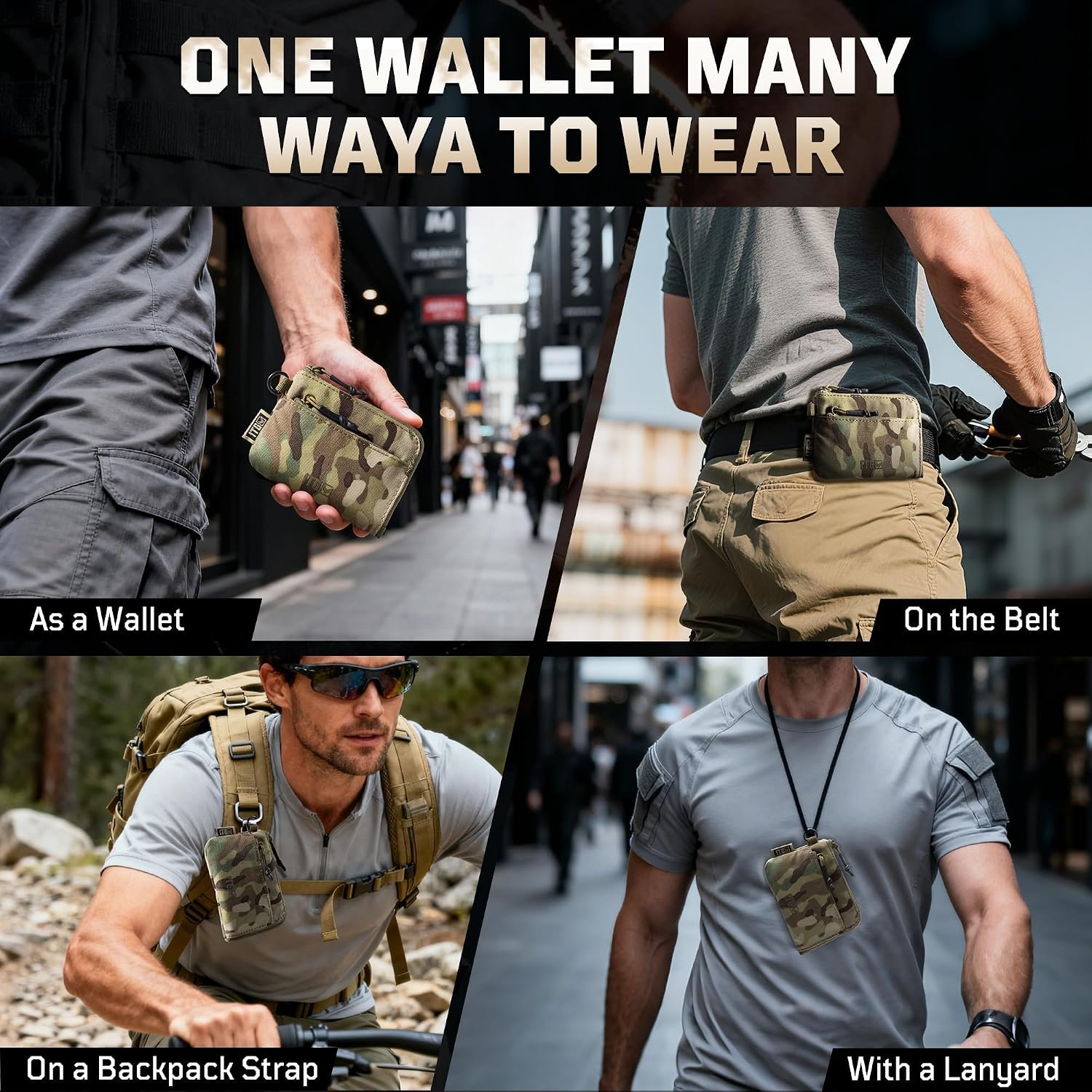 Coin Purse, 500D NYLON Small Coin Pouch for Men, Zipper Coin Pouch | Features ID card holder, compact money pouch design in simple style. Portable zipper wallet for men's daily EDC storage - Image 8