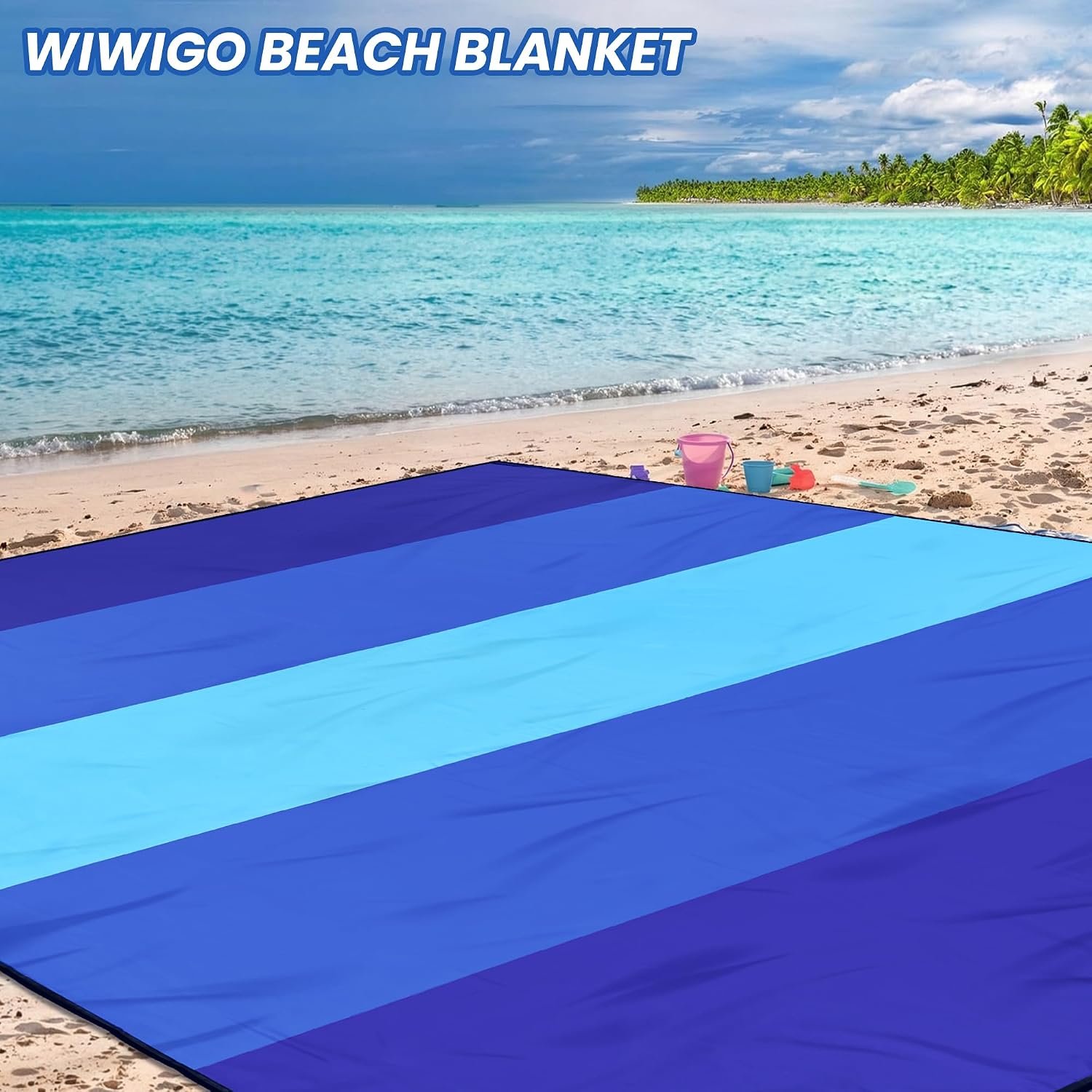 WIWIGO Beach Blanket Mat Waterproof Sandproof for 2-8 Adults Quick Drying | Extra Large Windproof Sand Outdoor Blanket for Travel Camping Hiking Picnic Festival, Family Vacation Accessories Must Have - Image 6