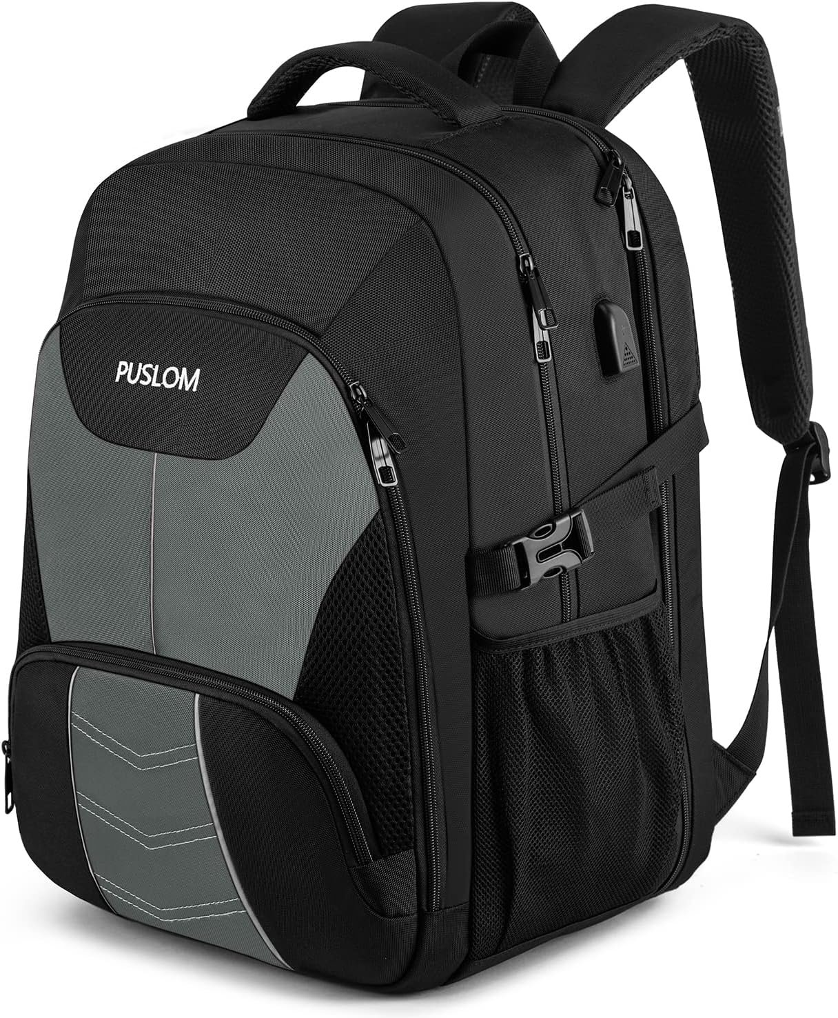 Extra Large Travel Laptop Backpack for Men 55L,Water Resistant 18.4 inch Big Business Laptop bags with USB Charging Port,TSA Friendly Anti Theft Computer Bag for Work College,Grey