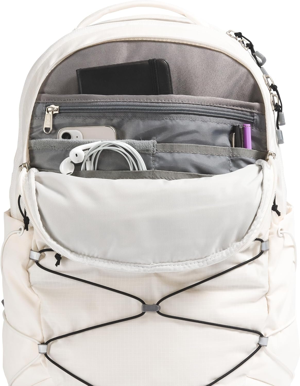 The North Face Women's Borealis Backpack, Gardenia Wht/Blk-NPF, OS | Everyday Travel Bag, Laptop Sleeve, Reflective Details - Image 4
