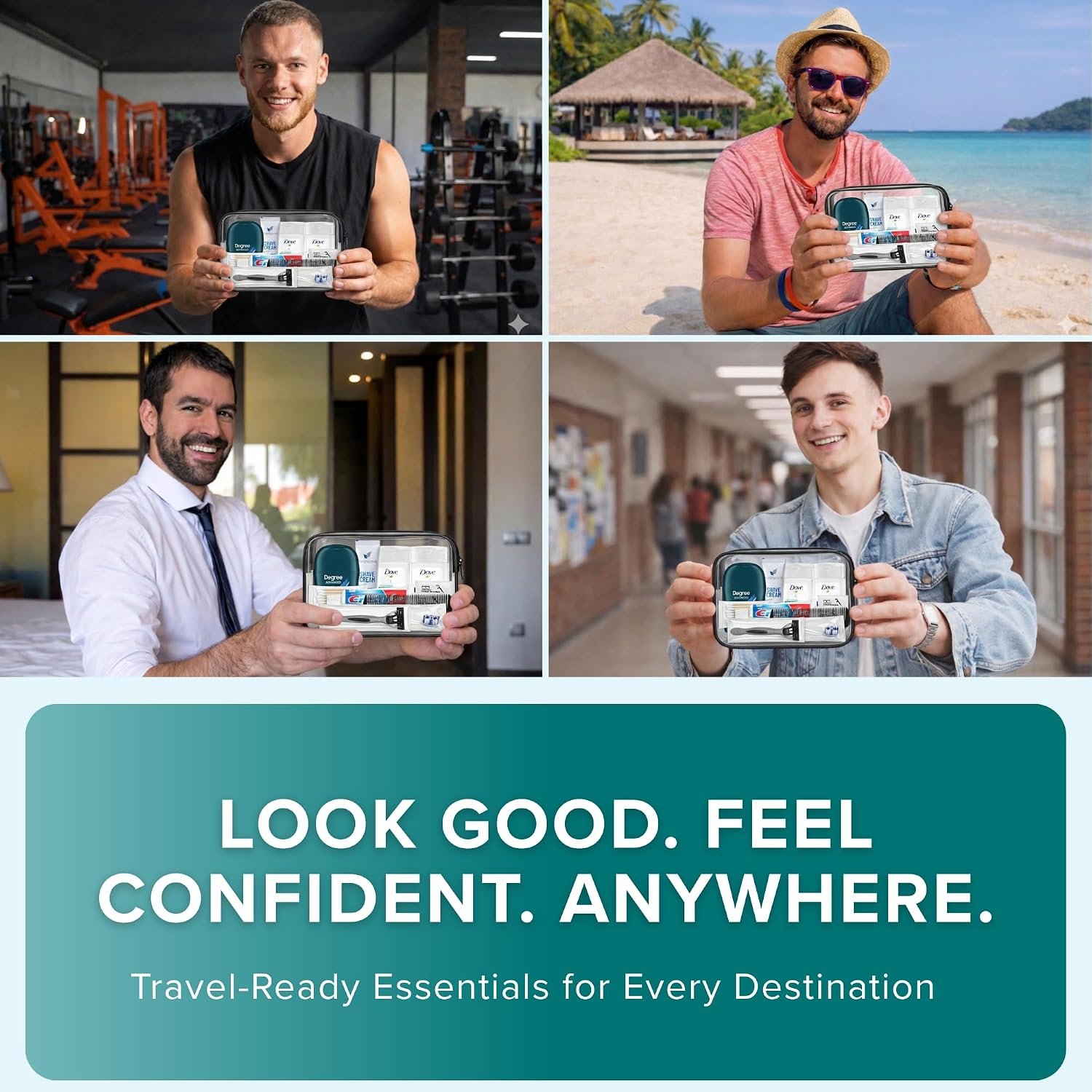 12-Piece Men’s Travel Toiletry Kit – Premium Brand-Name Travel Toiletries | TSA Approved Travel Essentials with Shampoo, Body Wash, Shaving Cream, Deodorant & Oral Care in Clear Bag - Image 6