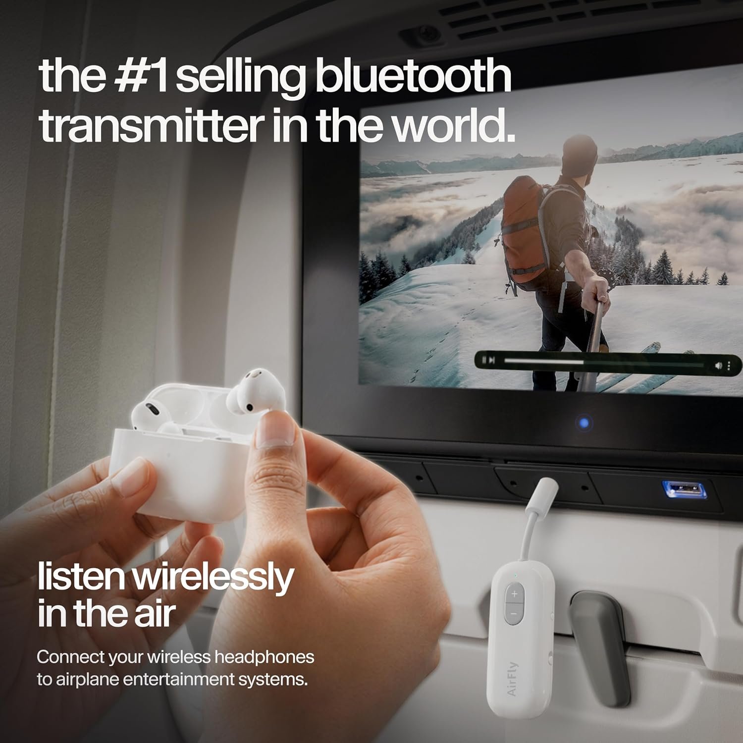 Twelve South AirFly SE, Bluetooth Wireless Audio Transmitter Adapter, White | Bluetooth Adapter for AirPods/Headphones, 20+ Hr Battery, Works with 3.5mm aux Jacks on Airplanes, TVs, Gym Equipment, Travel - Image 4