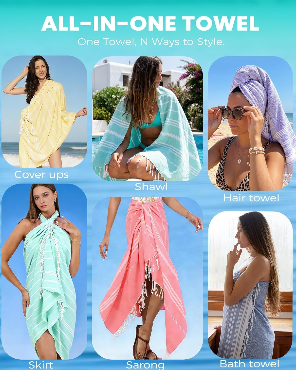 Antfuny Turkish Beach Towels Vacation Essentials Quick Dry Sand Free Oversized Bath Pool Swim Towel Extra Large XL Blanket Adult Travel Cruise Accessories Must Haves Clearance Stuff Necessities - Image 8