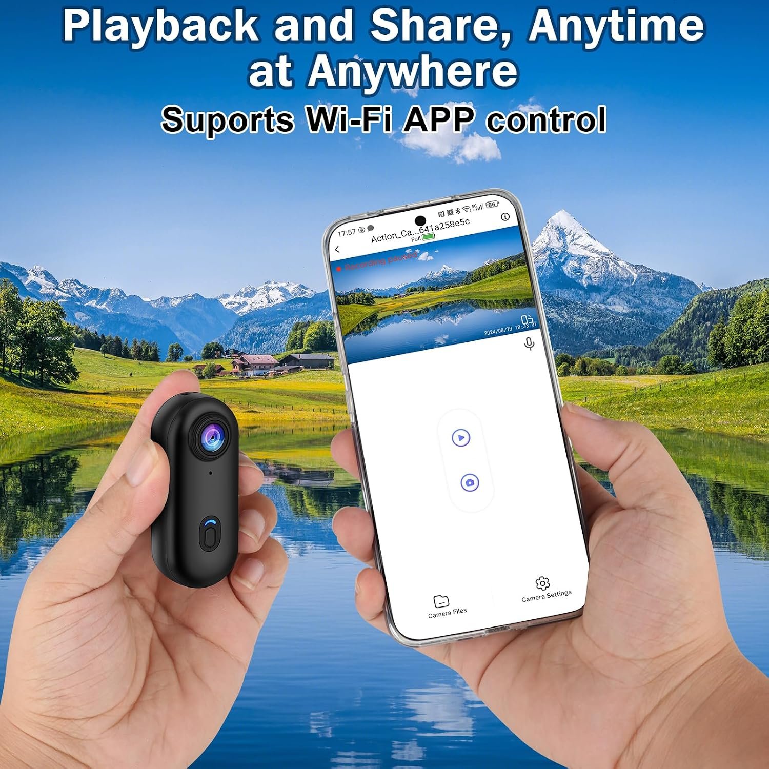 i3 4K Thumb Action Camera, Tiny Size, Mount Anywhere, Small Body Camera | with 64G Card, Spring Clip, Portable Vlogging, Hands-Free POV Recording, Helmet Cam for Cycling, Motorcycle - Image 8