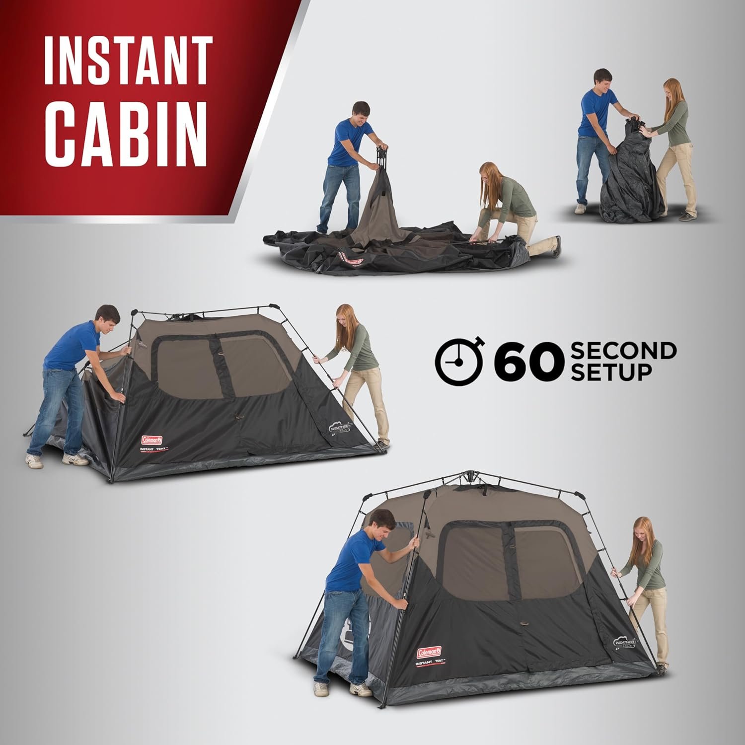 Coleman 4/6/8/10 Person Instant Camping Tent with 1-Minute Setup, Large Family Tent with Pre-Attached Poles, Air Vent, & Carry Bag, Sets Up in About 60 Seconds - Image 3