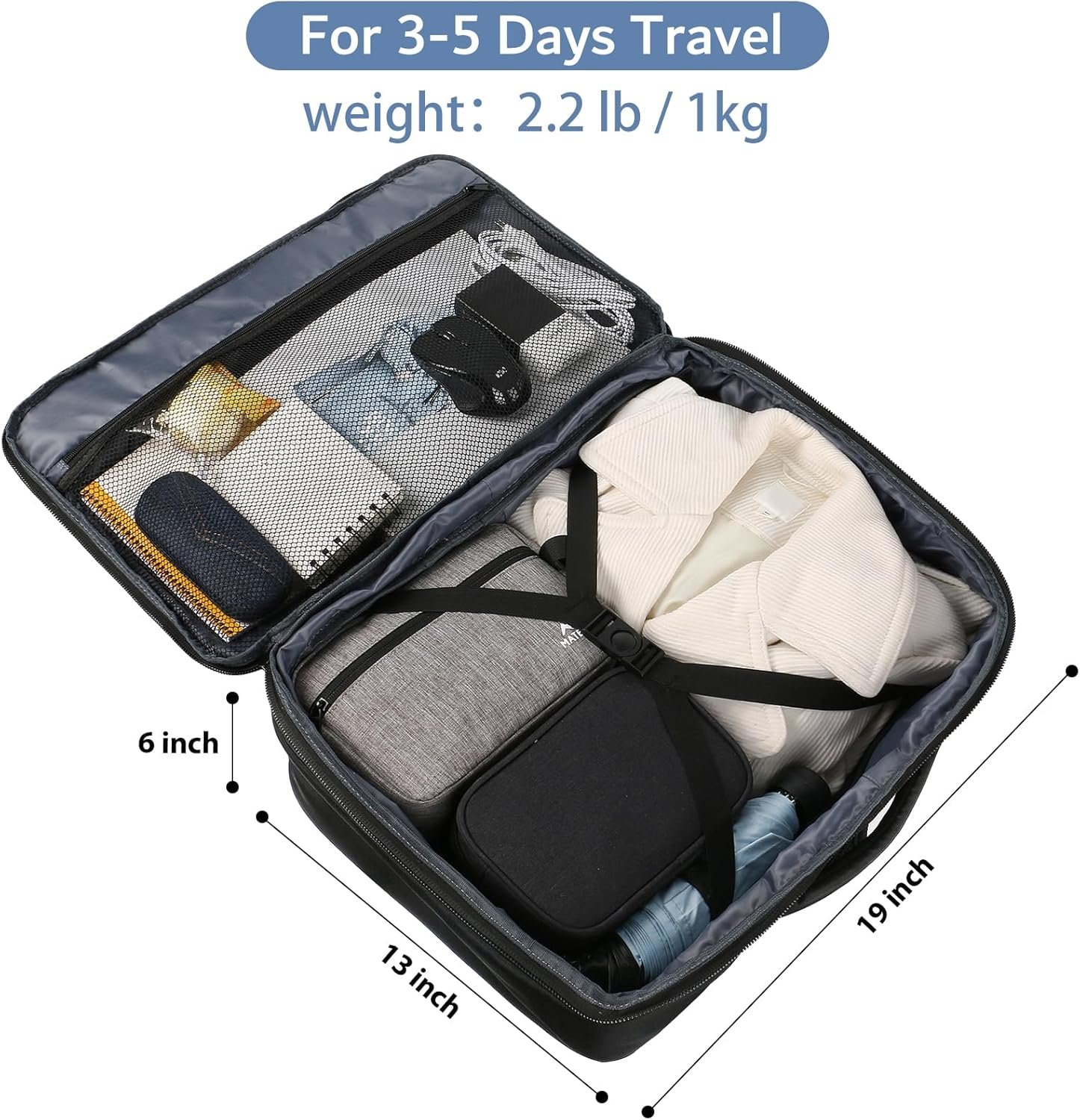 MATEIN Carry on Backpack, Extra Large Expandable Travel Backpack for Men | Airplane Approved, Weekender Bag for Women, mochila de viaje, Water Resistant, Lightweight Daypack for Flight, 40L, Black - Image 3