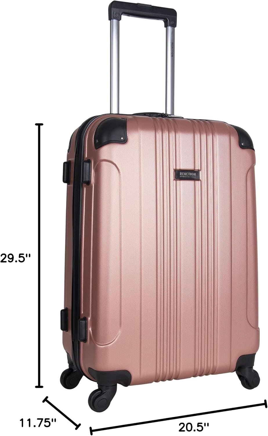Kenneth Cole REACTION Out of Bounds Lightweight Hardshell 4-Wheel Spinner Luggage, Rose Gold, 28-Inch Checked - Image 5