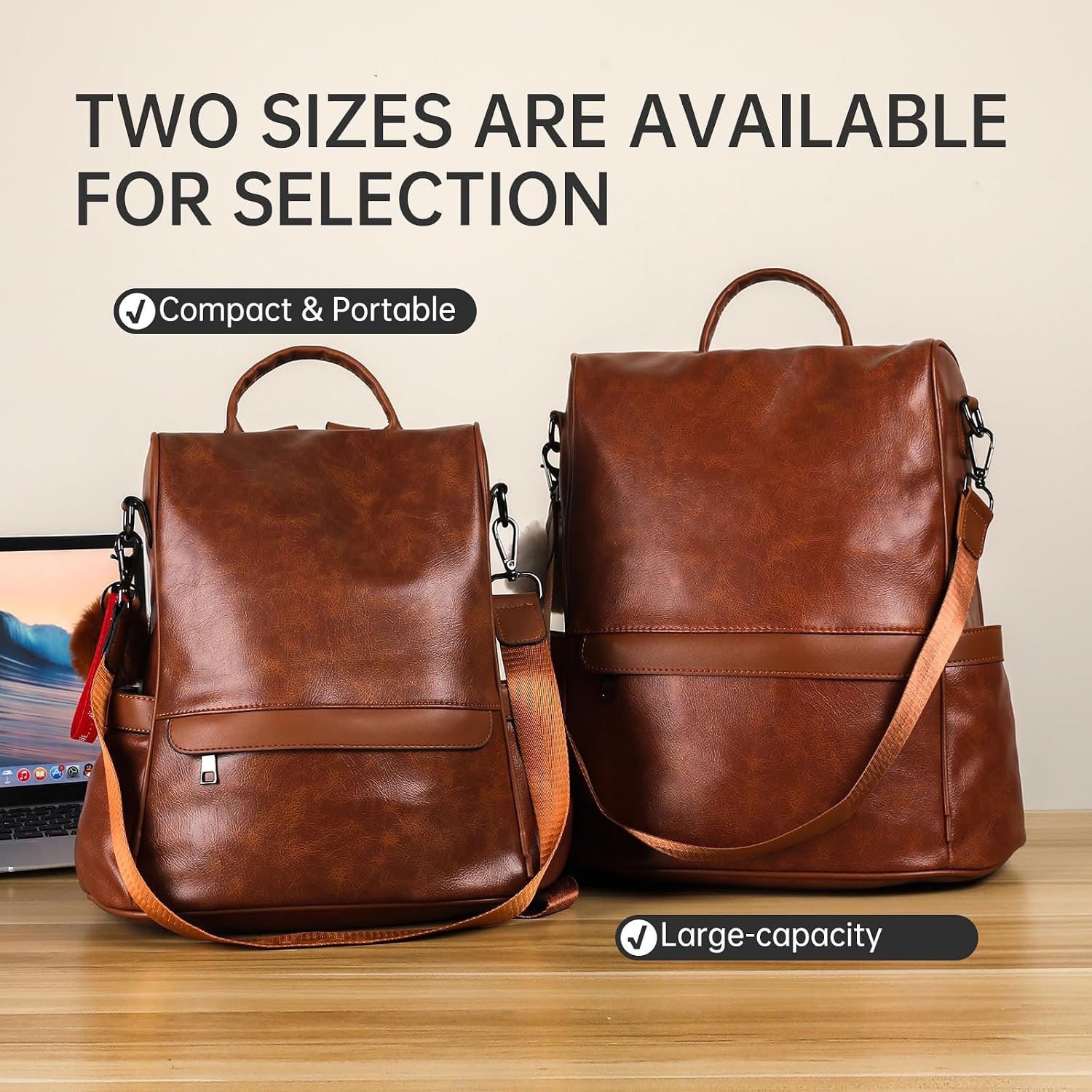 CHERUTY Women Backpack Purse PU Leather Anti-theft Casual Shoulder Bag Fashion Ladies Satchel Bags - Image 8