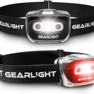 LED Headlamp 2-pack Battery Powered (AAA) (Batteries Not Included) | Head Lamp for Running Hunting Camping Fishing Hiking with Red Light and Adjustable Headband - Bright Forehead Headlamp 7 Modes