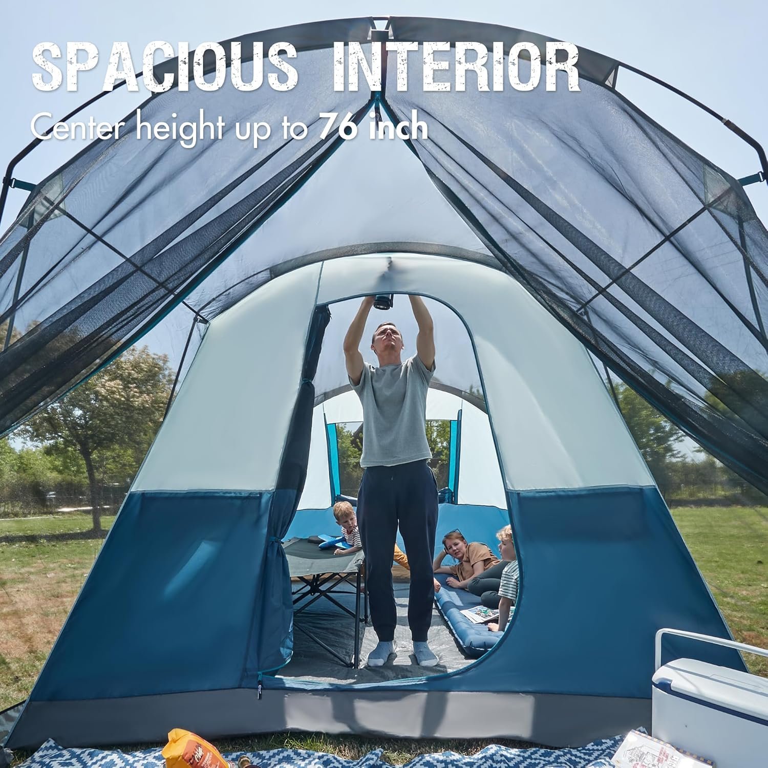 PORTAL 6/8/10 Person Family Camping Tent with Screen Room | Portable 8 Person Tent Outdoor Design; Durable Construction; Easy Setup & Storage - Image 5